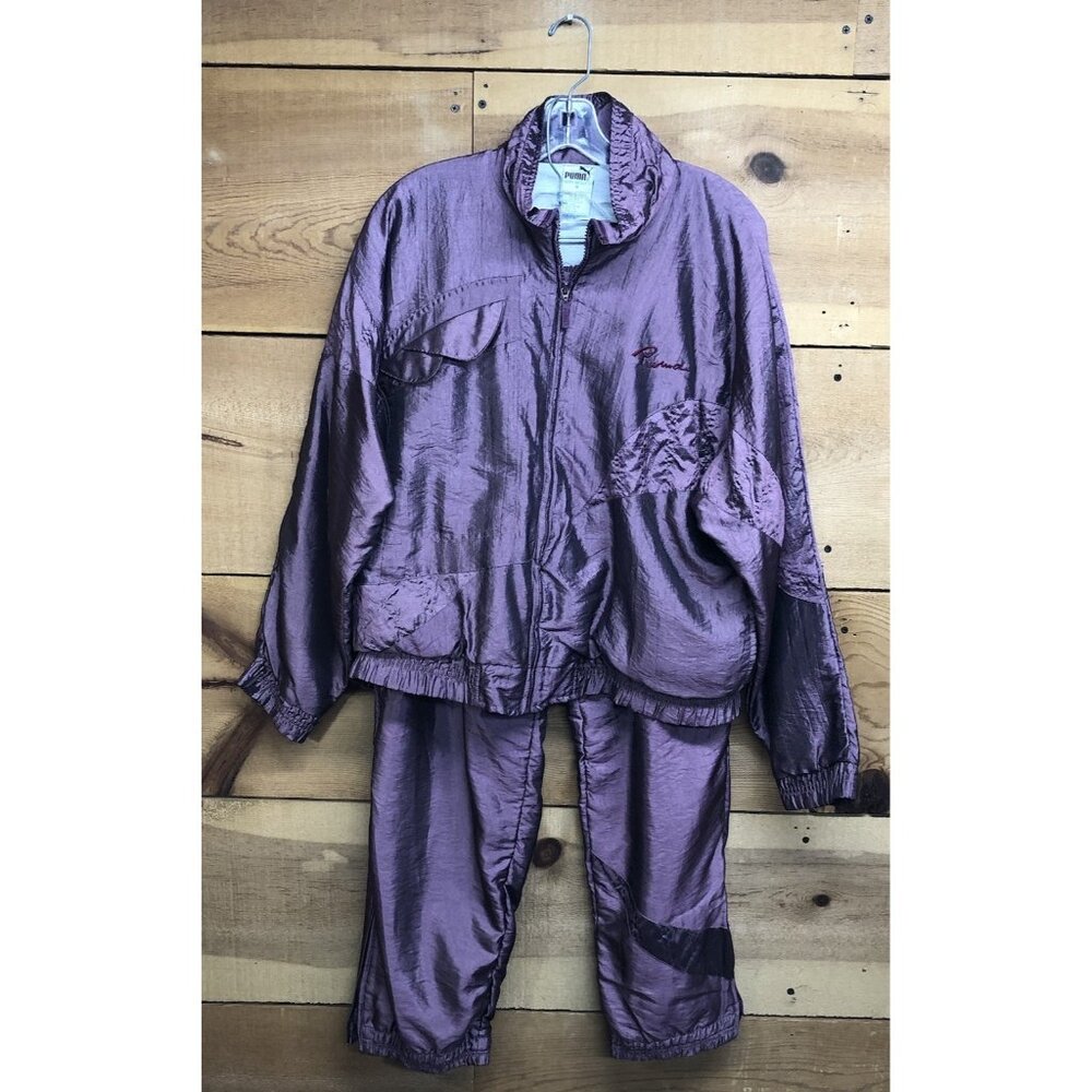Vintage Puma Tracksuit Nylon Pants & Jacket Womens Size 8 Full Zip Purple